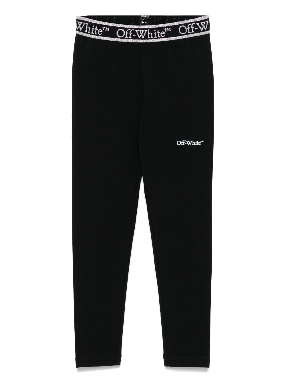 Off-White Kids logo-waistband leggings - Black