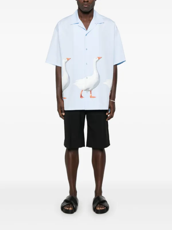 Moschino goose-print Shirt | Blue | FARFETCH JO