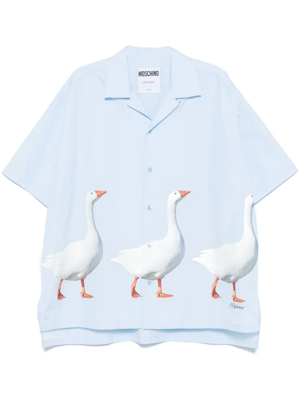 Moschino Goose-print Shirt In Blue