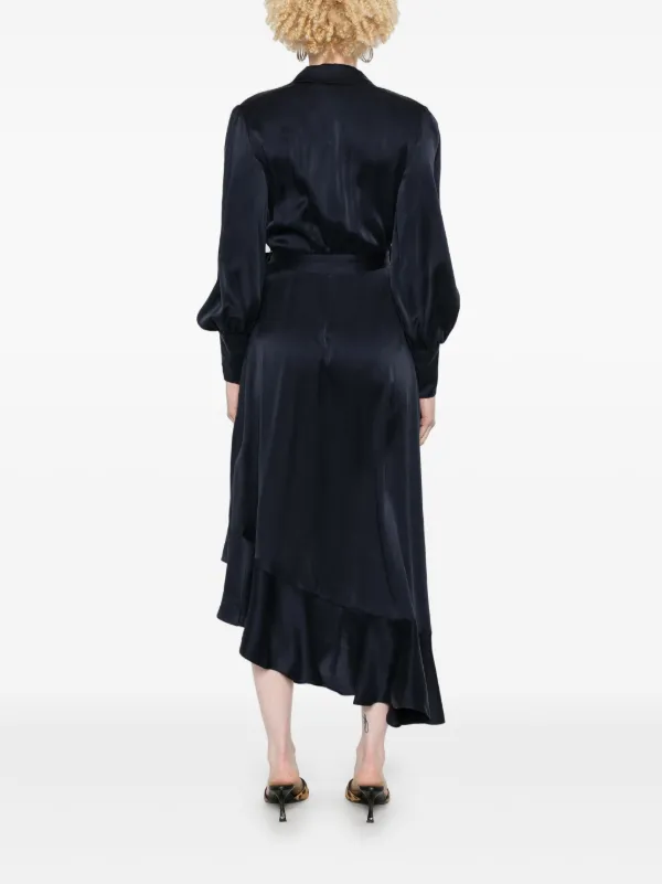ZIMMERMANN Wrap Silk Midi Dress | Blue | FARFETCH