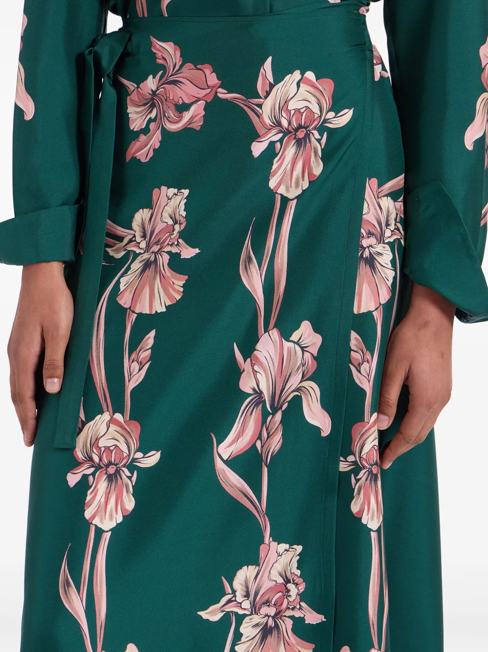 La DoubleJ Wikkelrok met bloemenprint Groen
