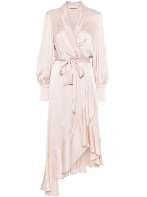 ZIMMERMANN vestido de seda midi con diseño cruzado