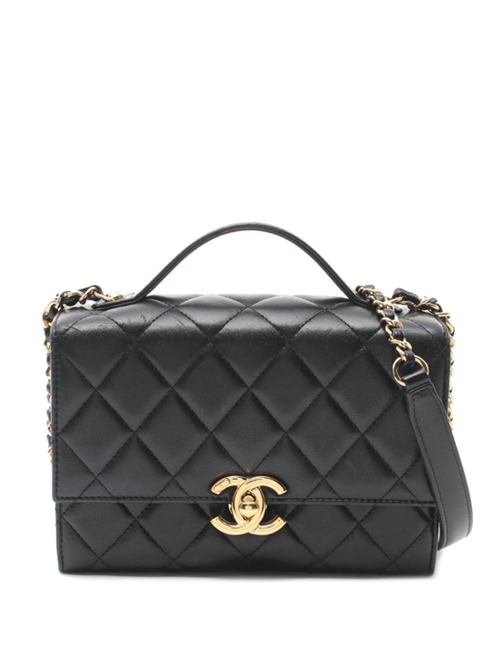 Affordable HOT SALE CHANEL 2021-2024 Mini Quilted Lambskin Golden Plate Flap satchel Women