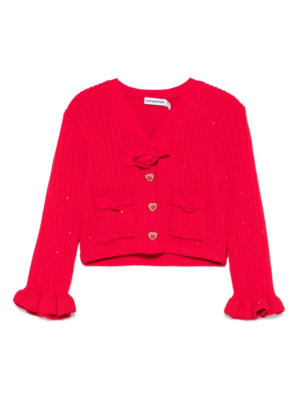 Self-Portrait Kids ribbed-knit cardigan - Red