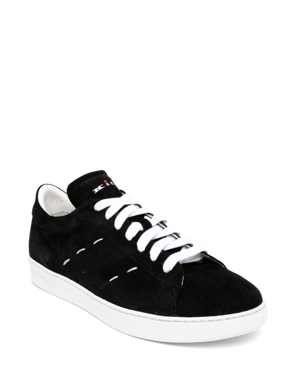 Kiton Leren sneakers met stiksel - Zwart