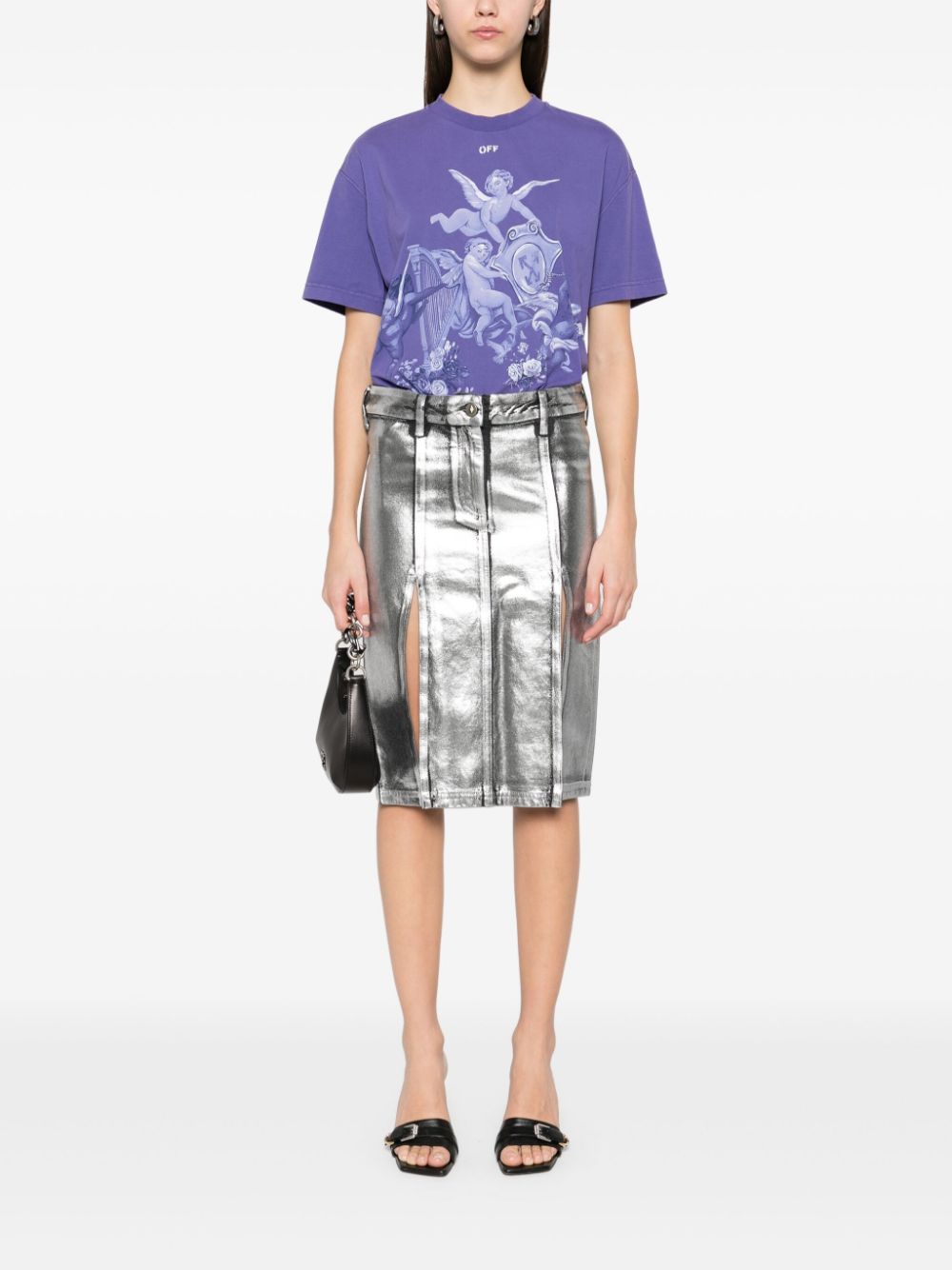 Off-White T-shirt met grafische print - Blauw