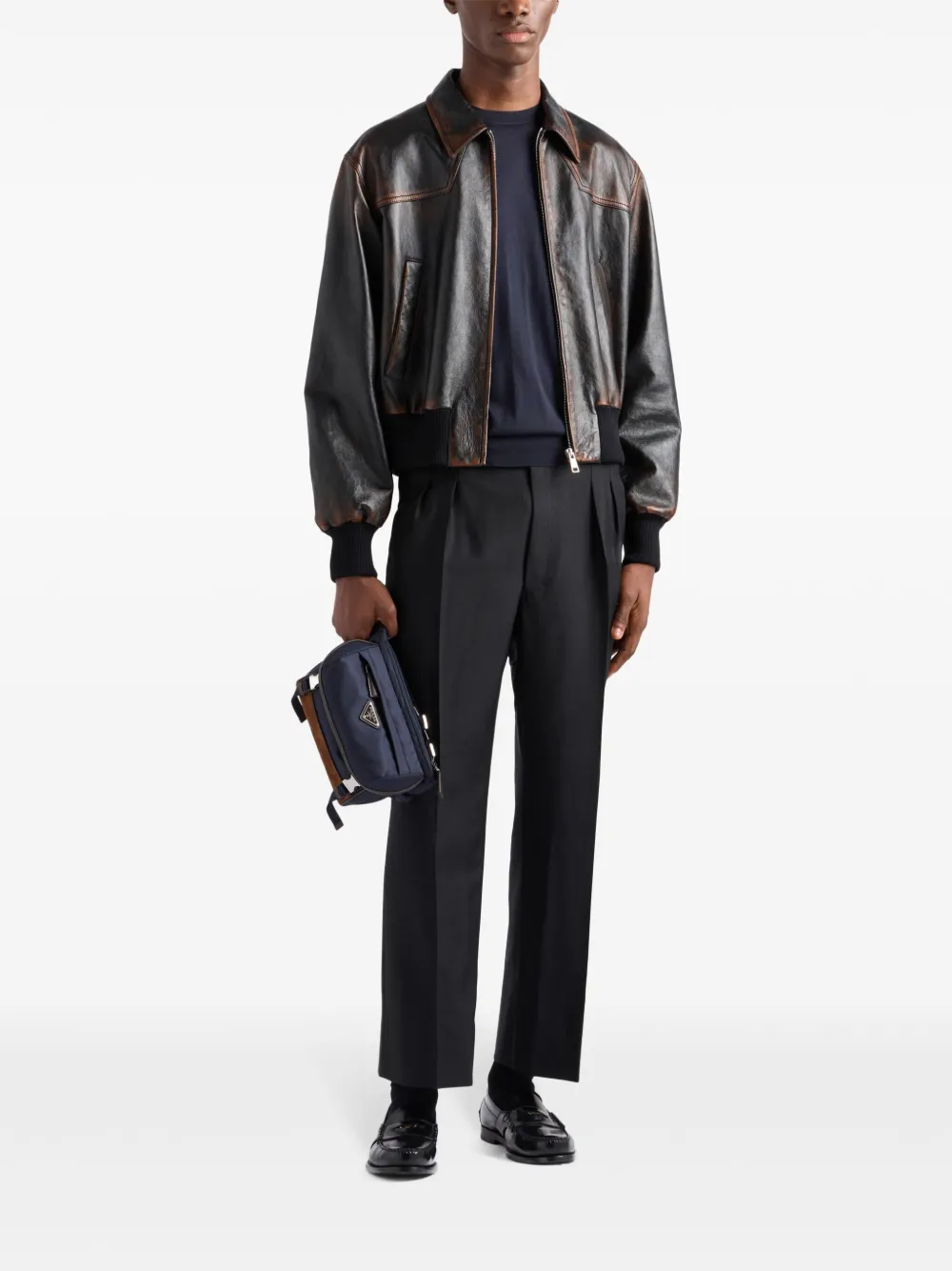 Prada Messengertas met logo Blauw