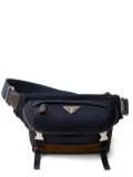 Prada triangle-logo messenger bag - Blue