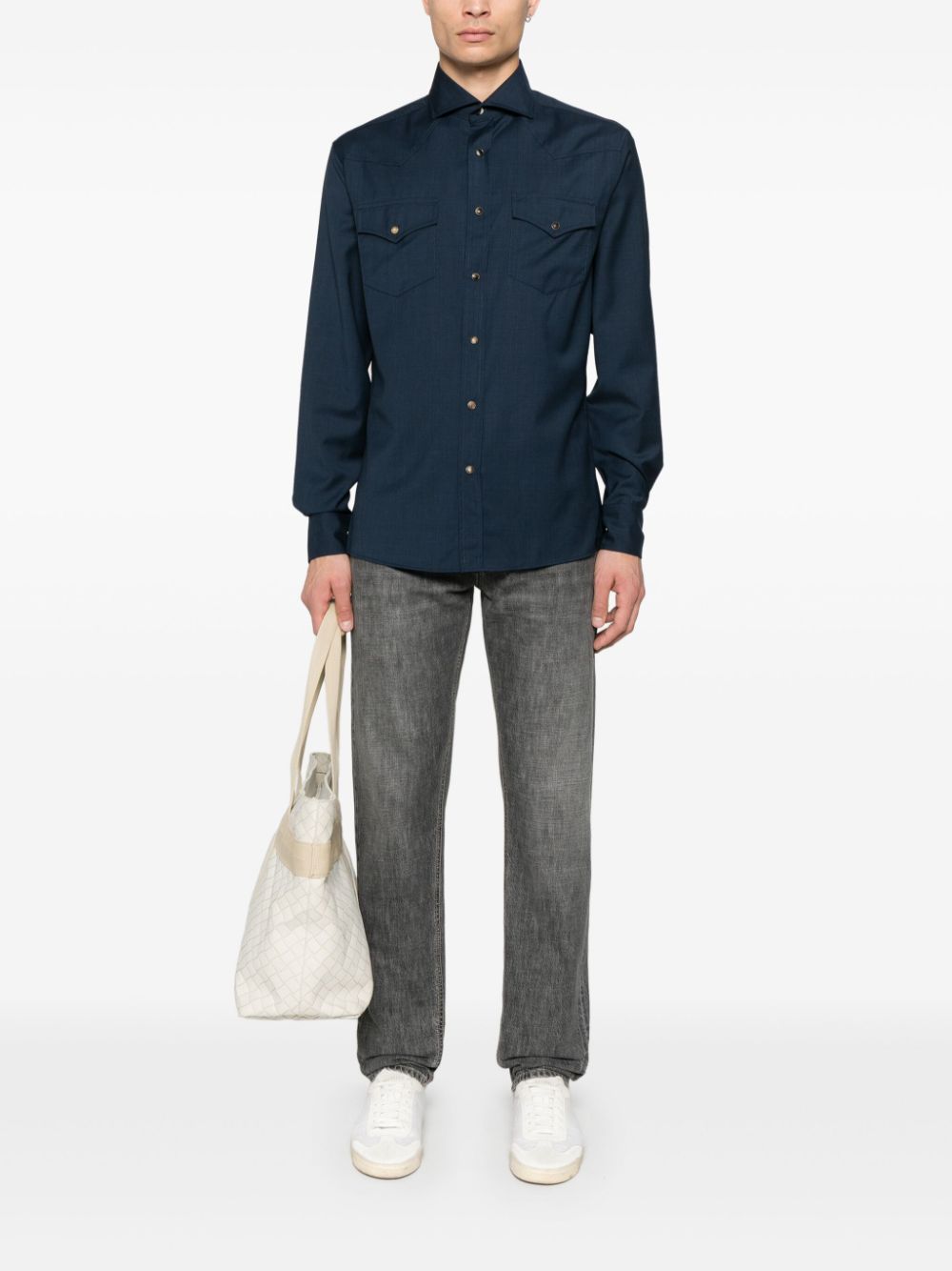 Brunello Cucinelli wool shirt - Blauw