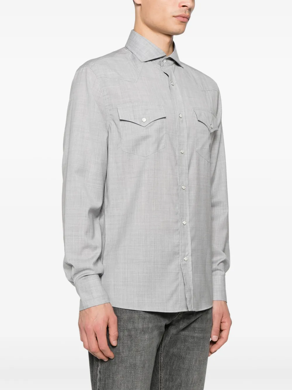 Brunello Cucinelli Wollen overhemd Grijs