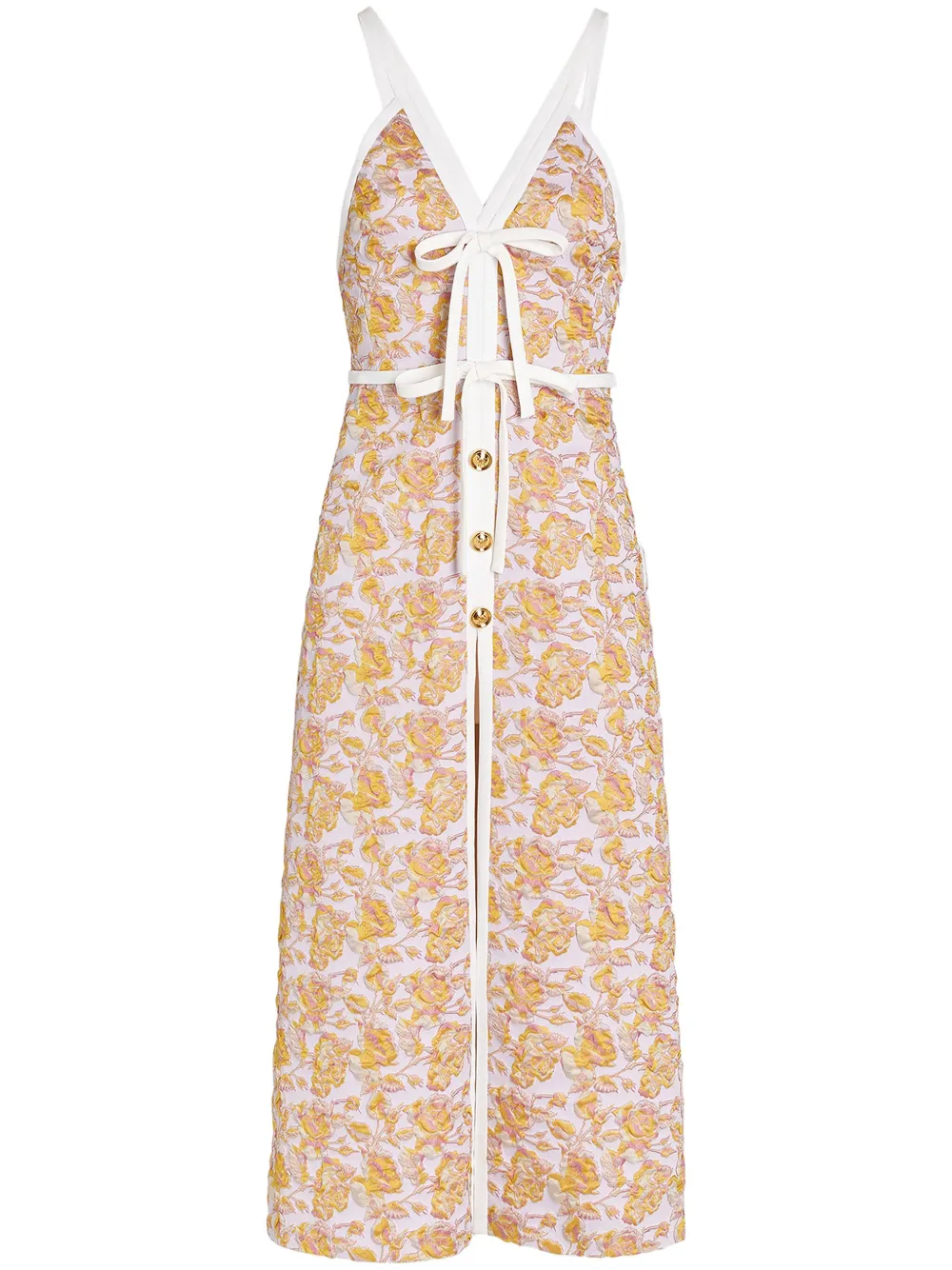 bow-appliqué midi dress