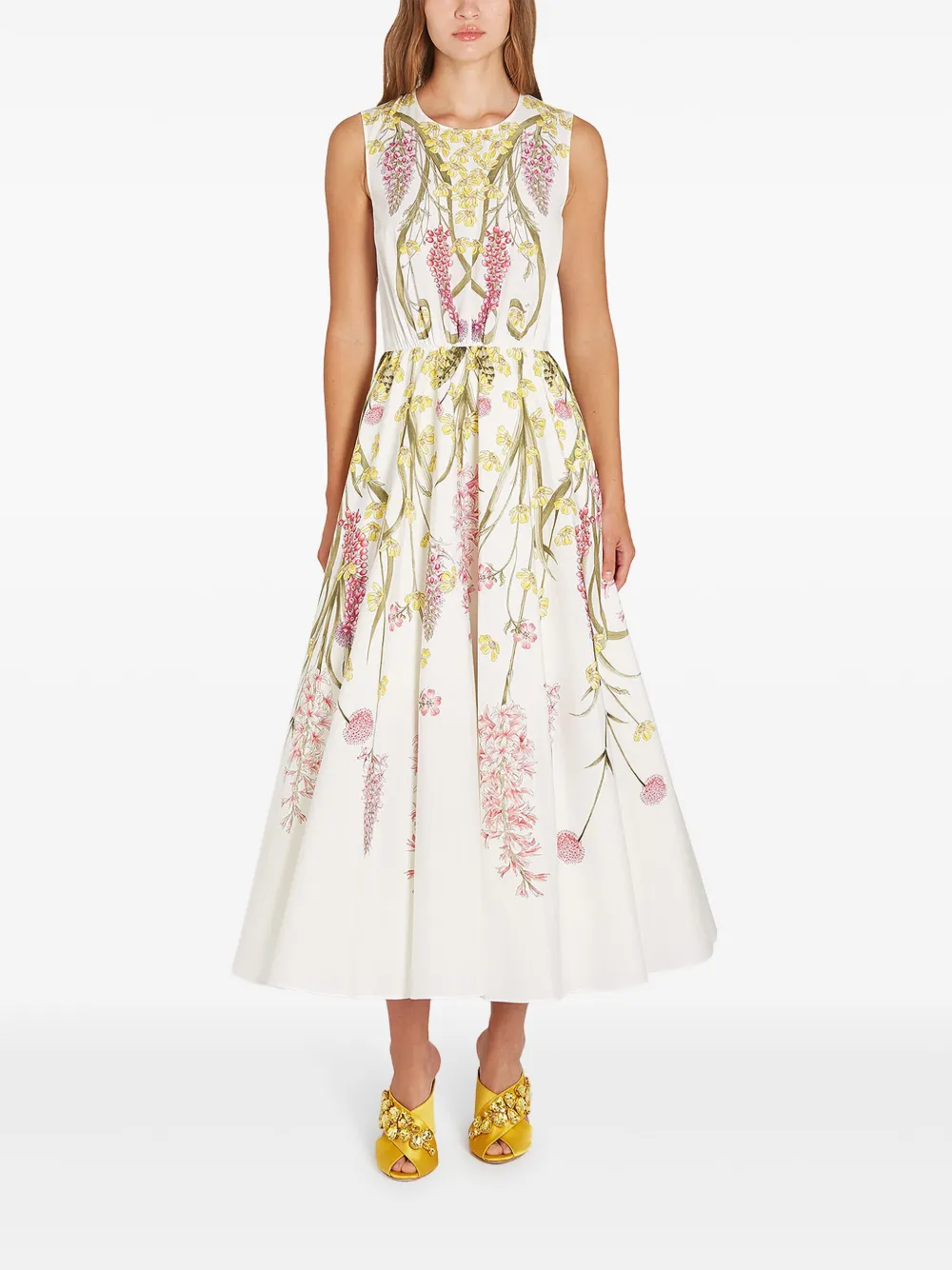 Giambattista Valli Popeline jurk met bloemenprint Wit