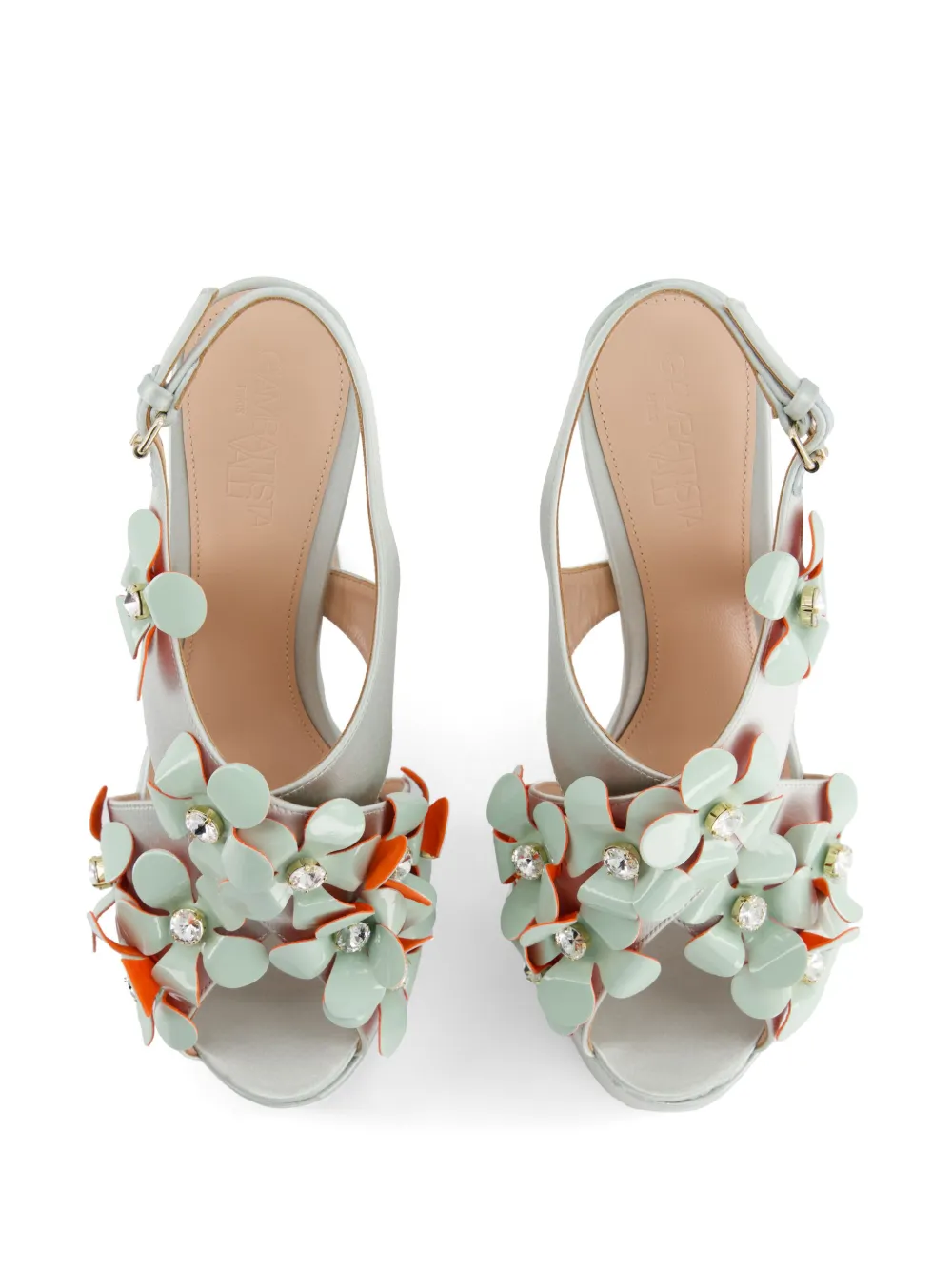 Giambattista Valli floral-appliqué sandals Green