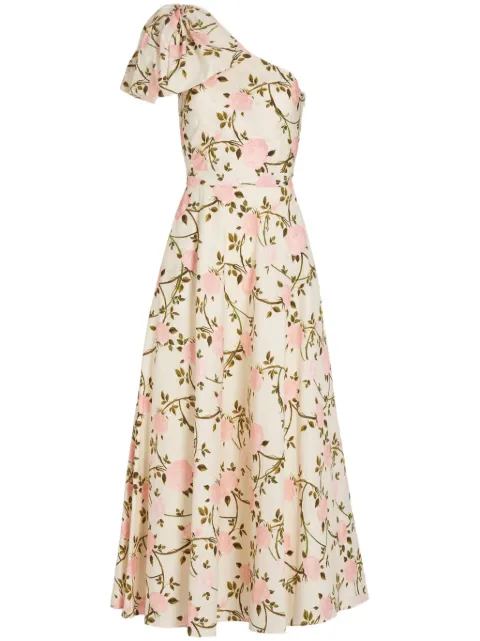 Giambattista Valli Rosier-print one-shoulder dress