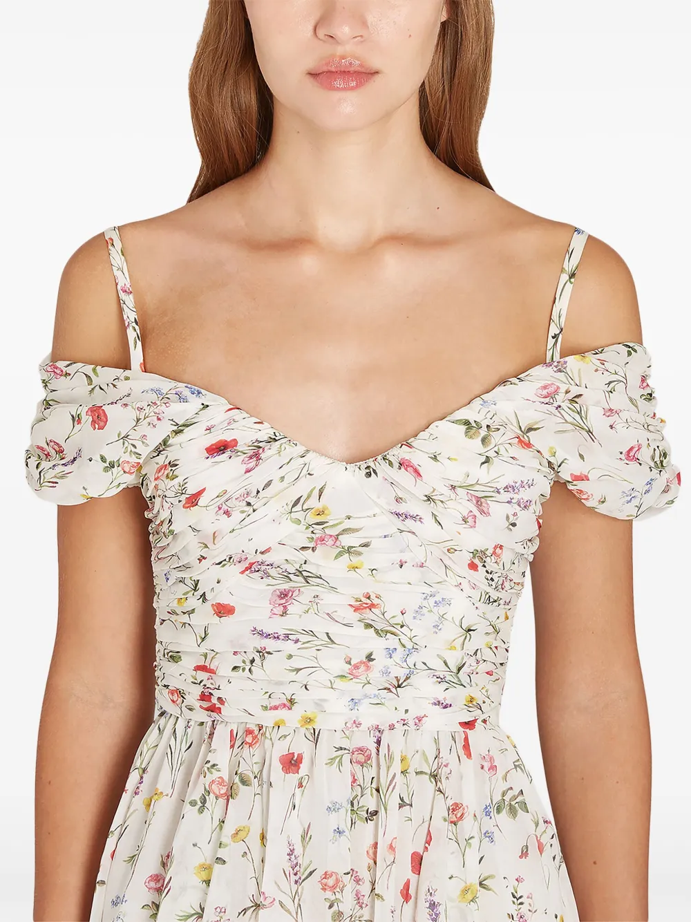 Giambattista Valli Georgette jurk met impressionistische print Wit