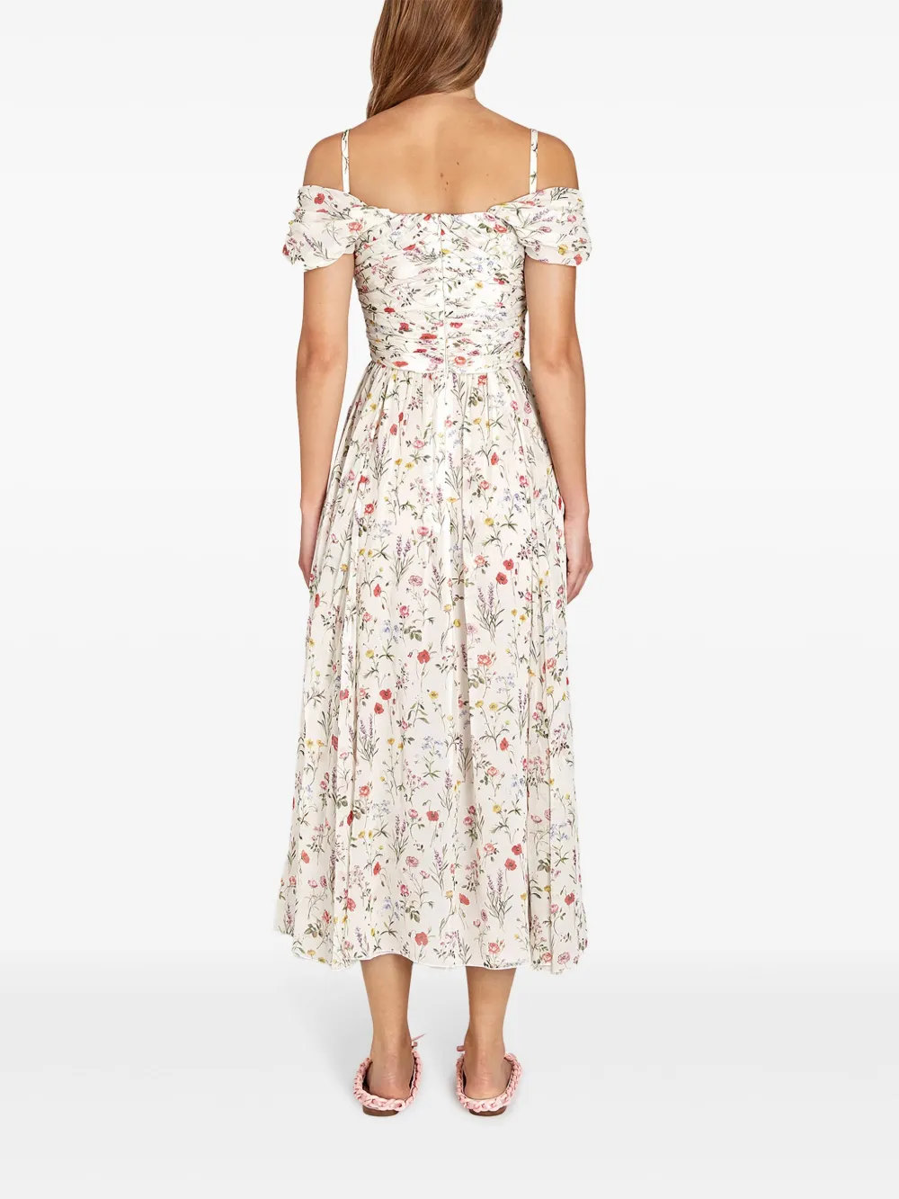 Giambattista Valli Georgette jurk met impressionistische print Wit