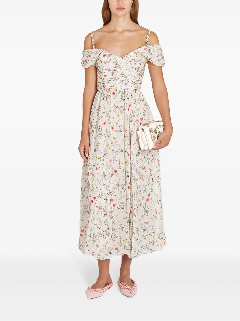 Giambattista Valli Georgette jurk met impressionistische print - Wit