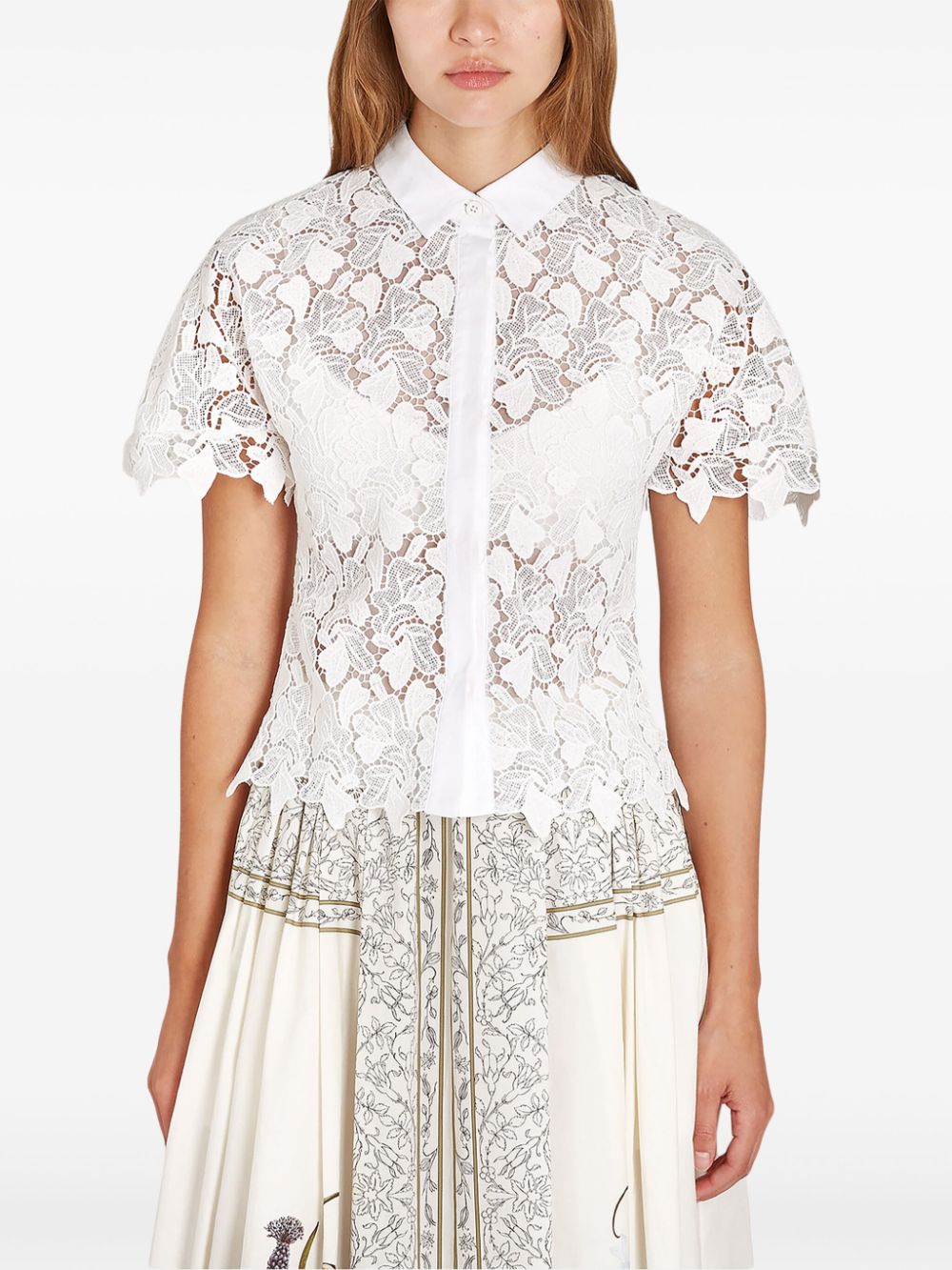 Giambattista Valli Cropped macramé blouse - Wit