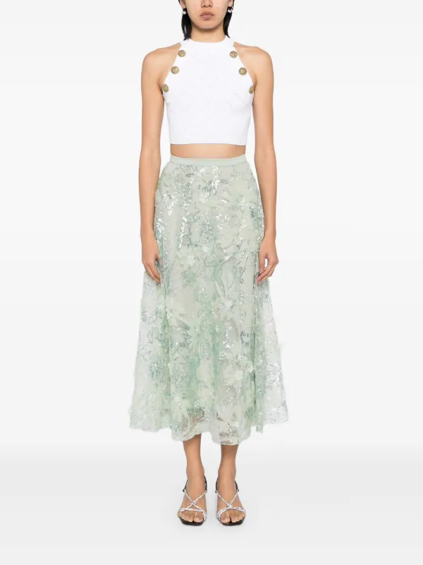 Zuhair Murad floral-embellished Skirt | Green | FARFETCH