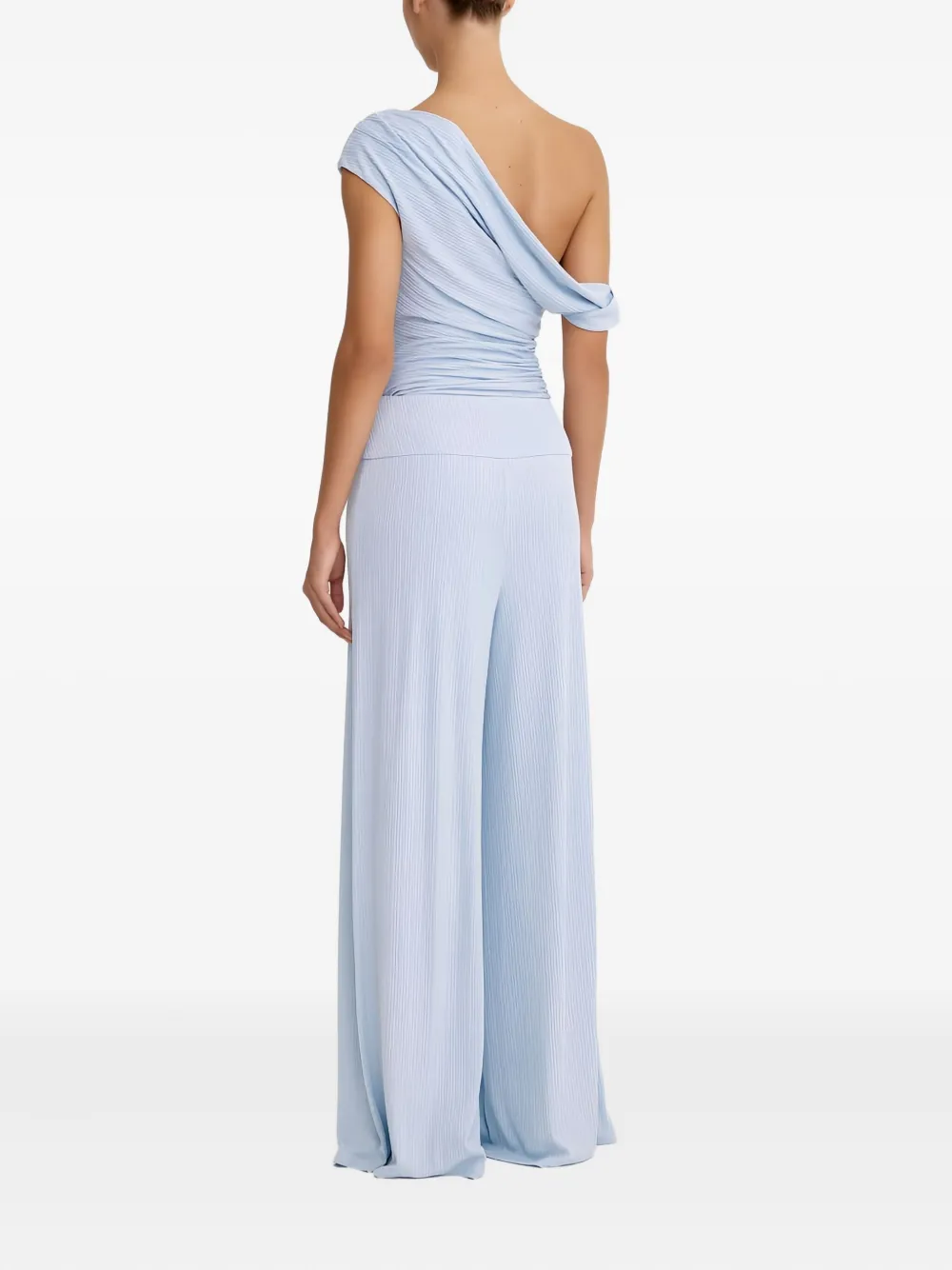 Significant Other Textured Wide-leg Trousers In Blue
