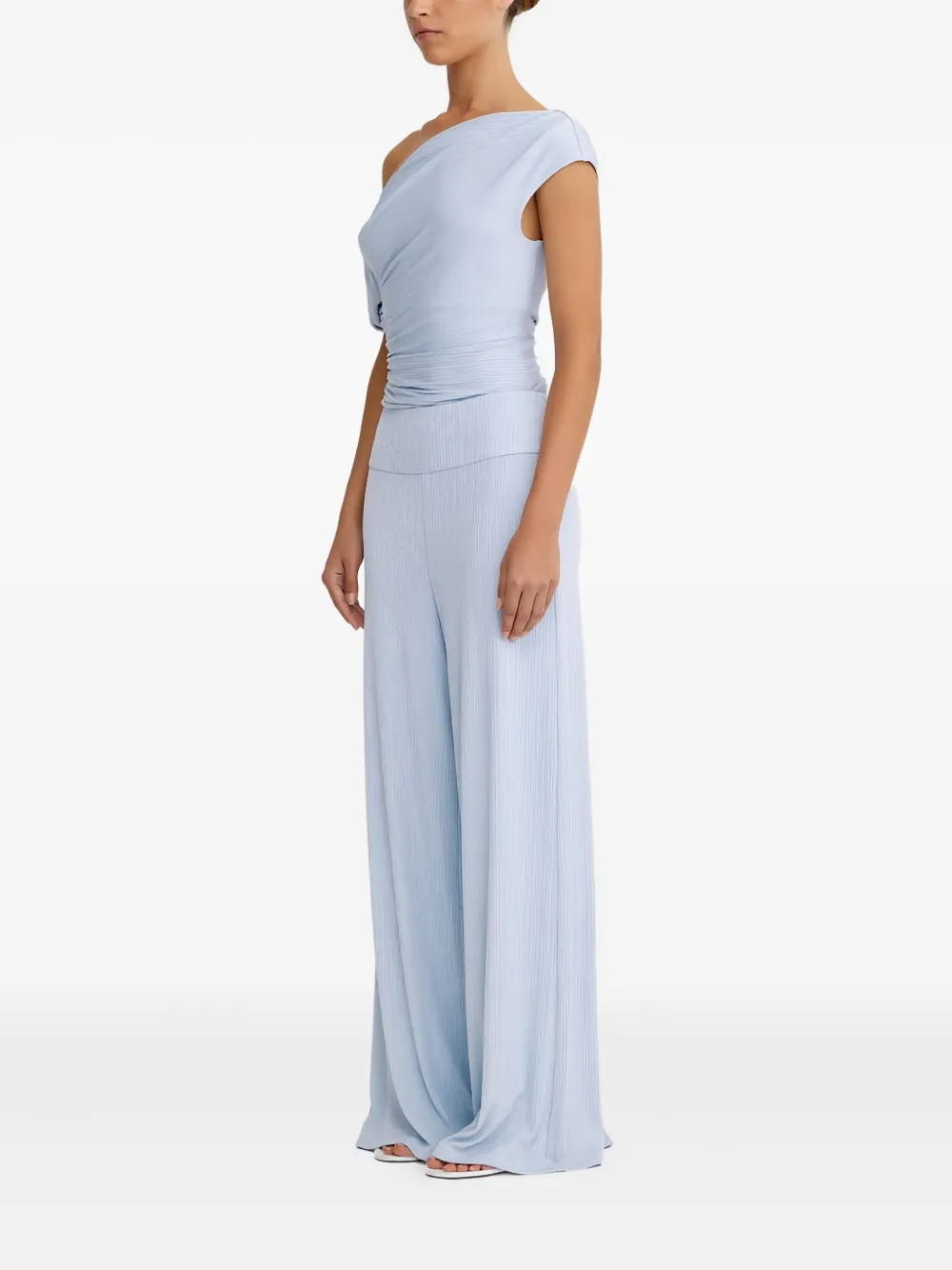 Significant Other Textured Wide-leg Trousers In Blue