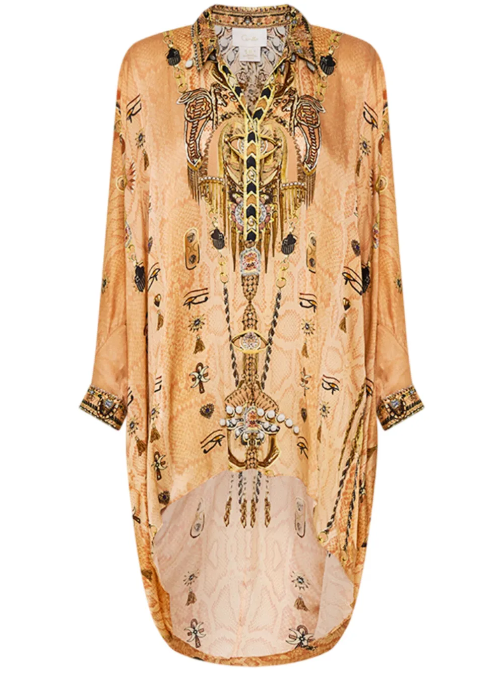 Camilla Draped Button-up Top In Neutrals