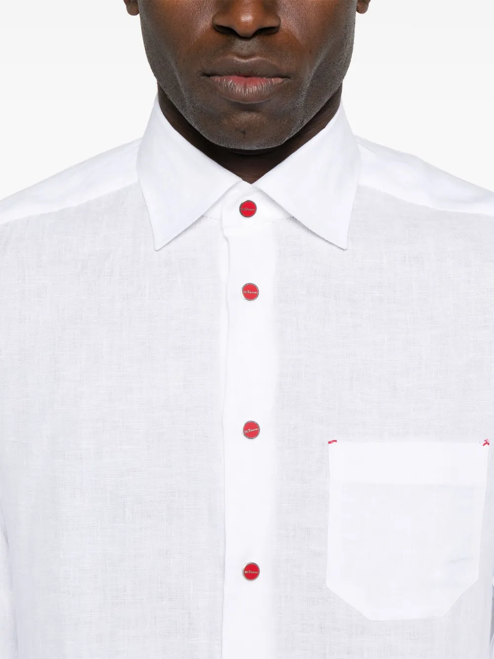 Shop Kiton Linen Shirt In White
