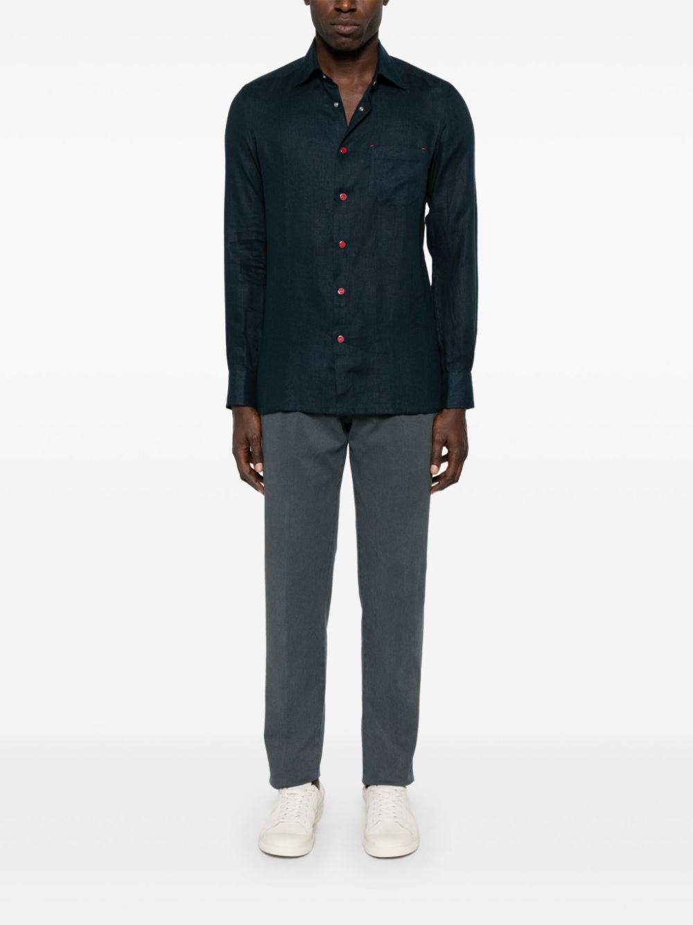 Kiton linen shirt - Blauw