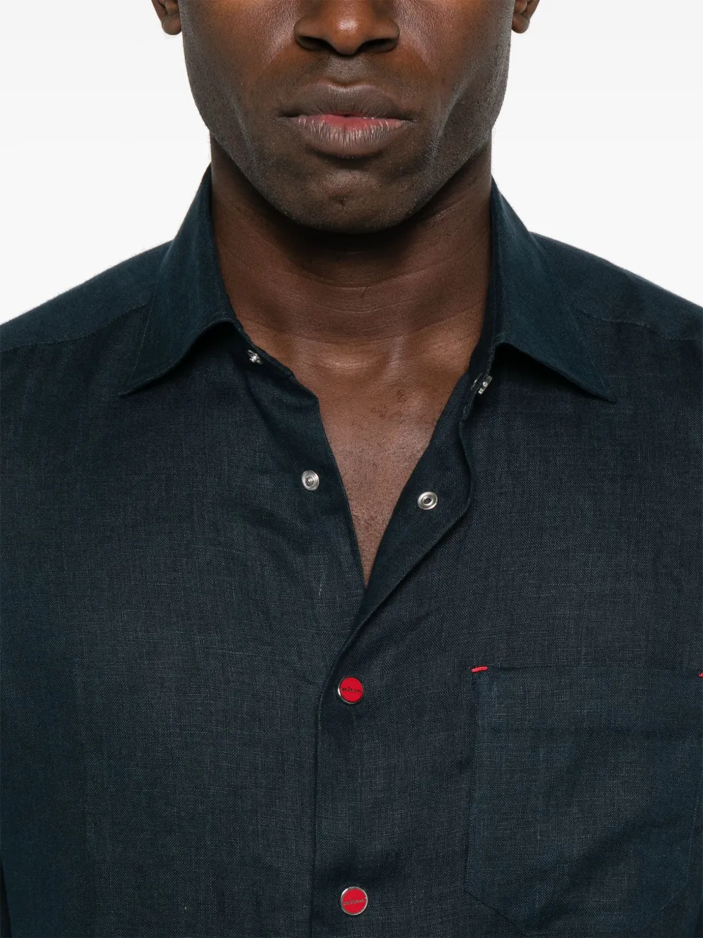 Kiton Linnen overhemd Blauw
