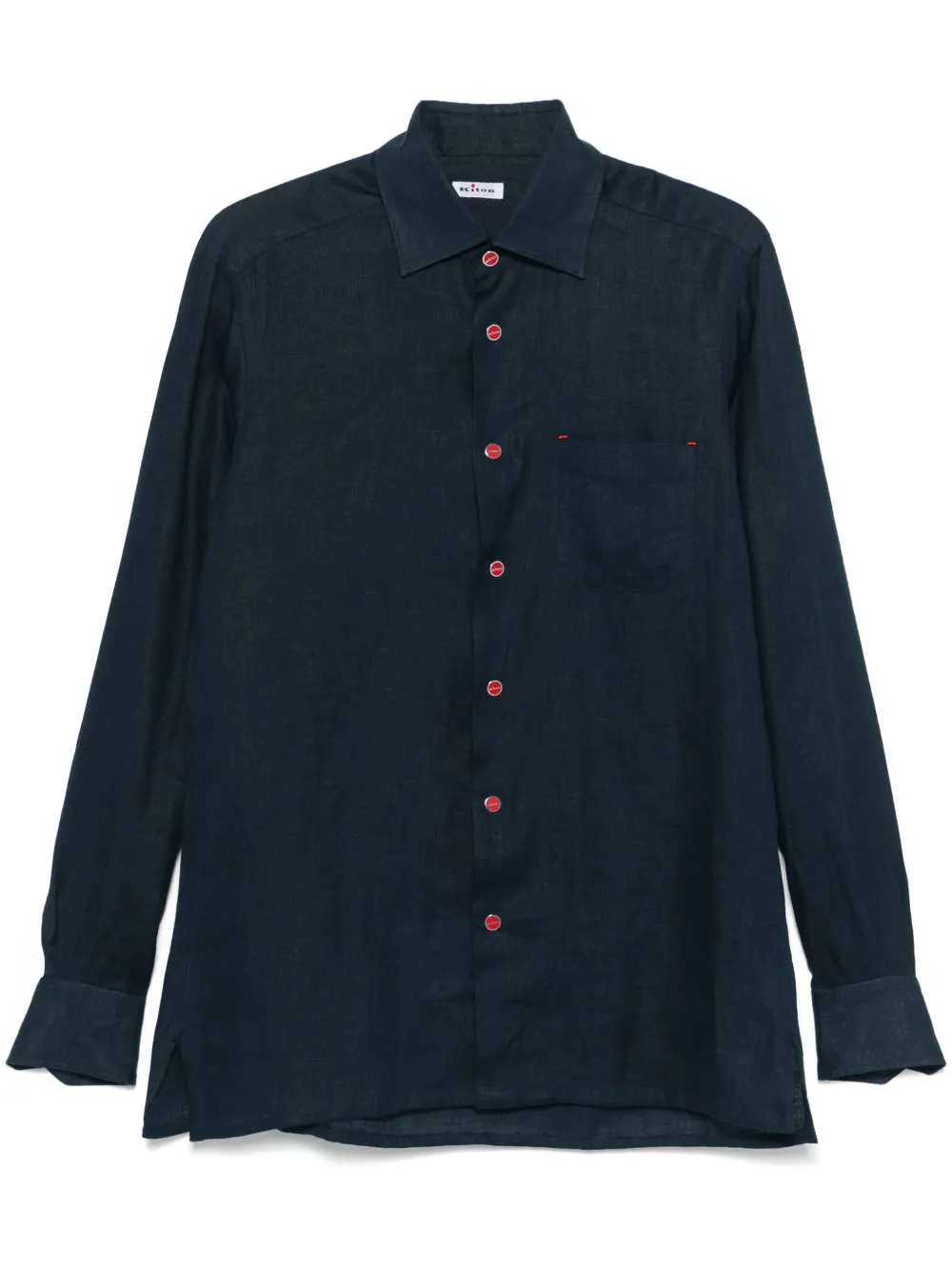 Kiton Linnen overhemd Blauw