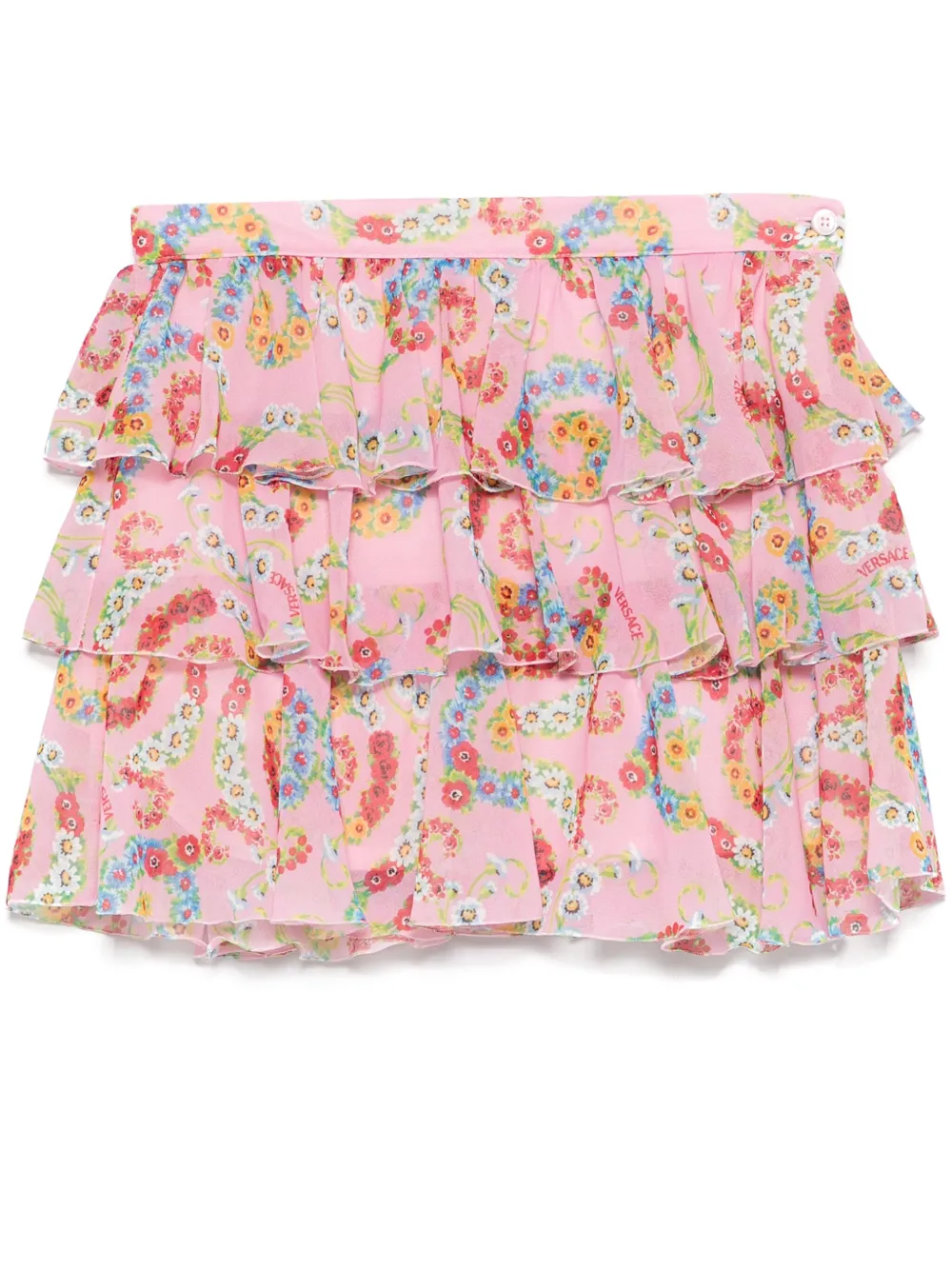 Versace Floral-print Skirt In Pink