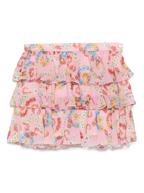 Versace Kids Saia de seda com estampa floral