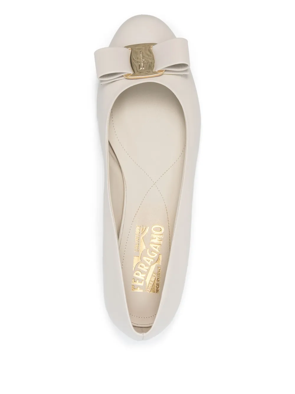 Ferragamo Ballerina's met strikdetail Beige