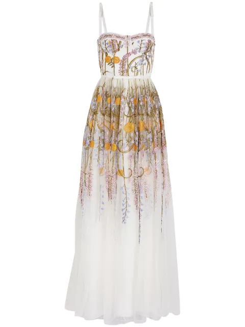 Giambattista Valli Marigold Bouquets-embroidery tulle dress