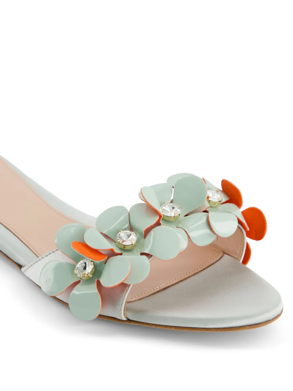 Giambattista Valli floral-appliqué slides Green