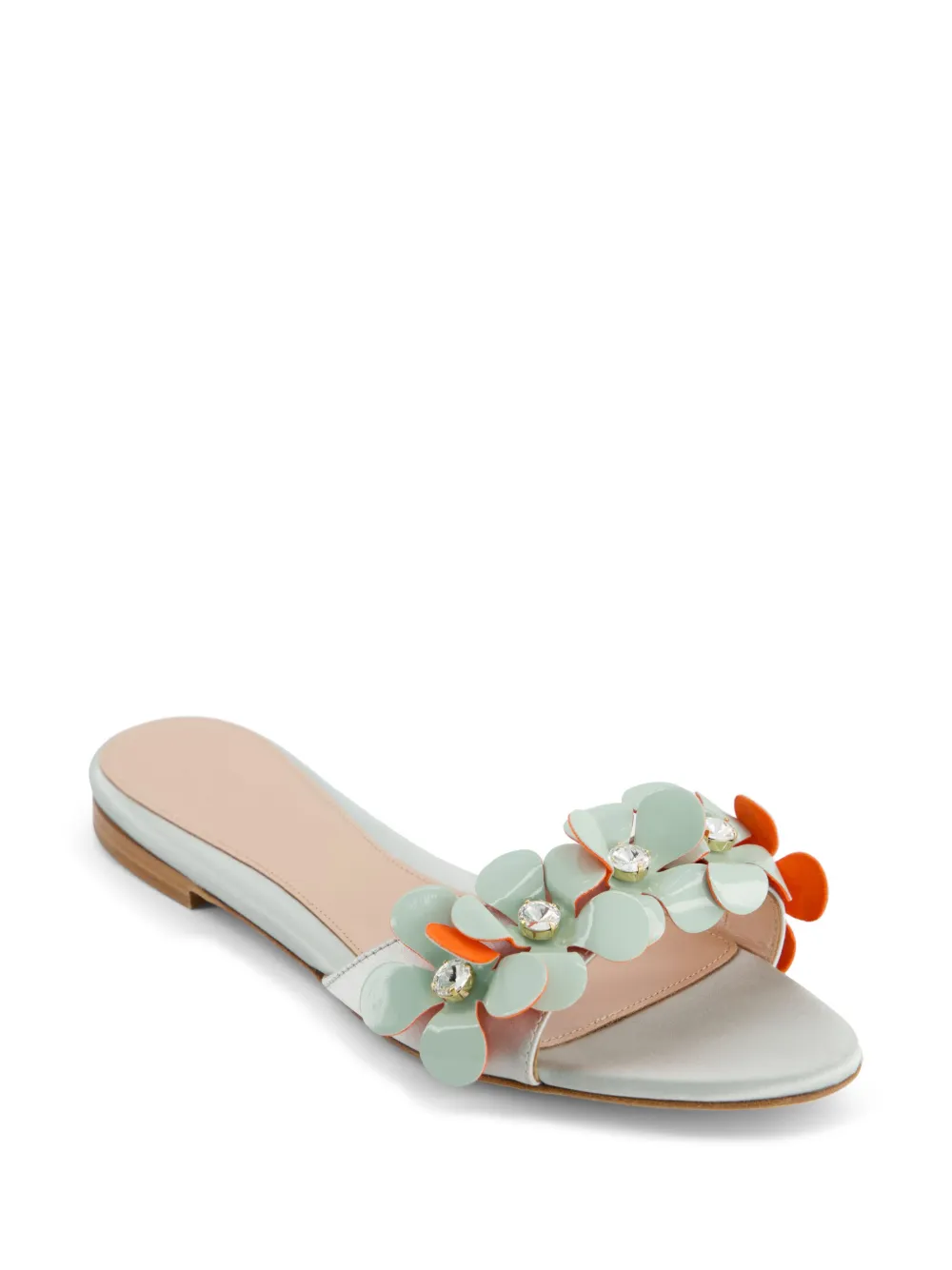 Giambattista Valli Slippers met bloemapplicatie - Groen