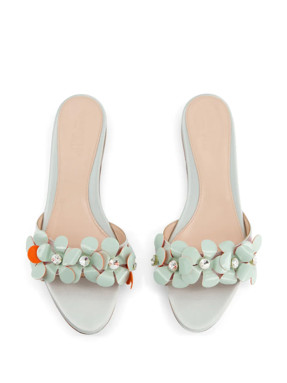 Giambattista Valli floral-appliqué slides Green