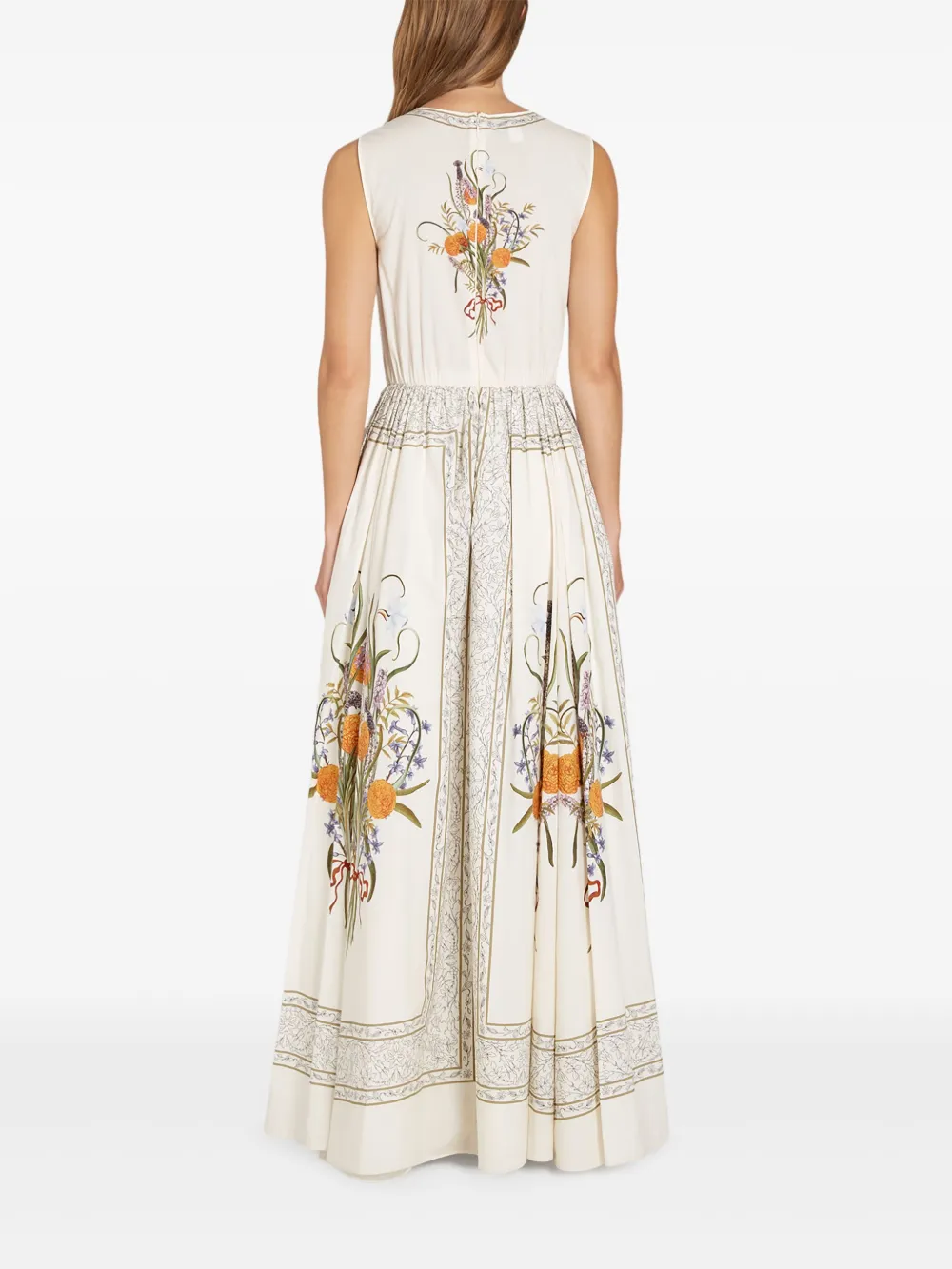 Giambattista Valli Popeline jurk met Marigold Bouquets print Wit