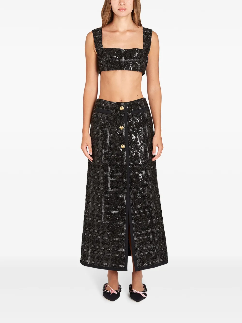 Giambattista Valli Maxi-rok met pailletten - Zwart