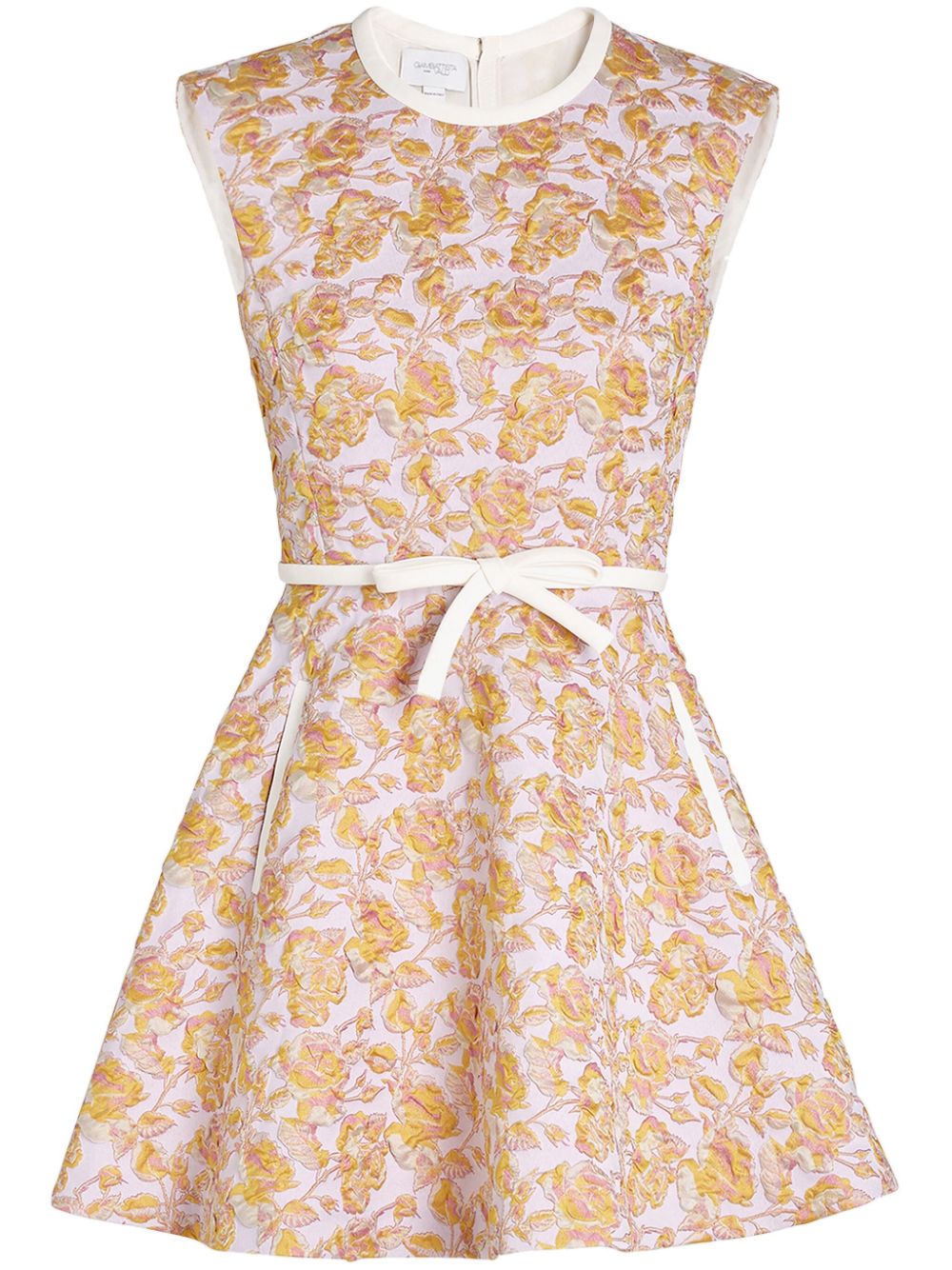 floral-jacquard mini dress