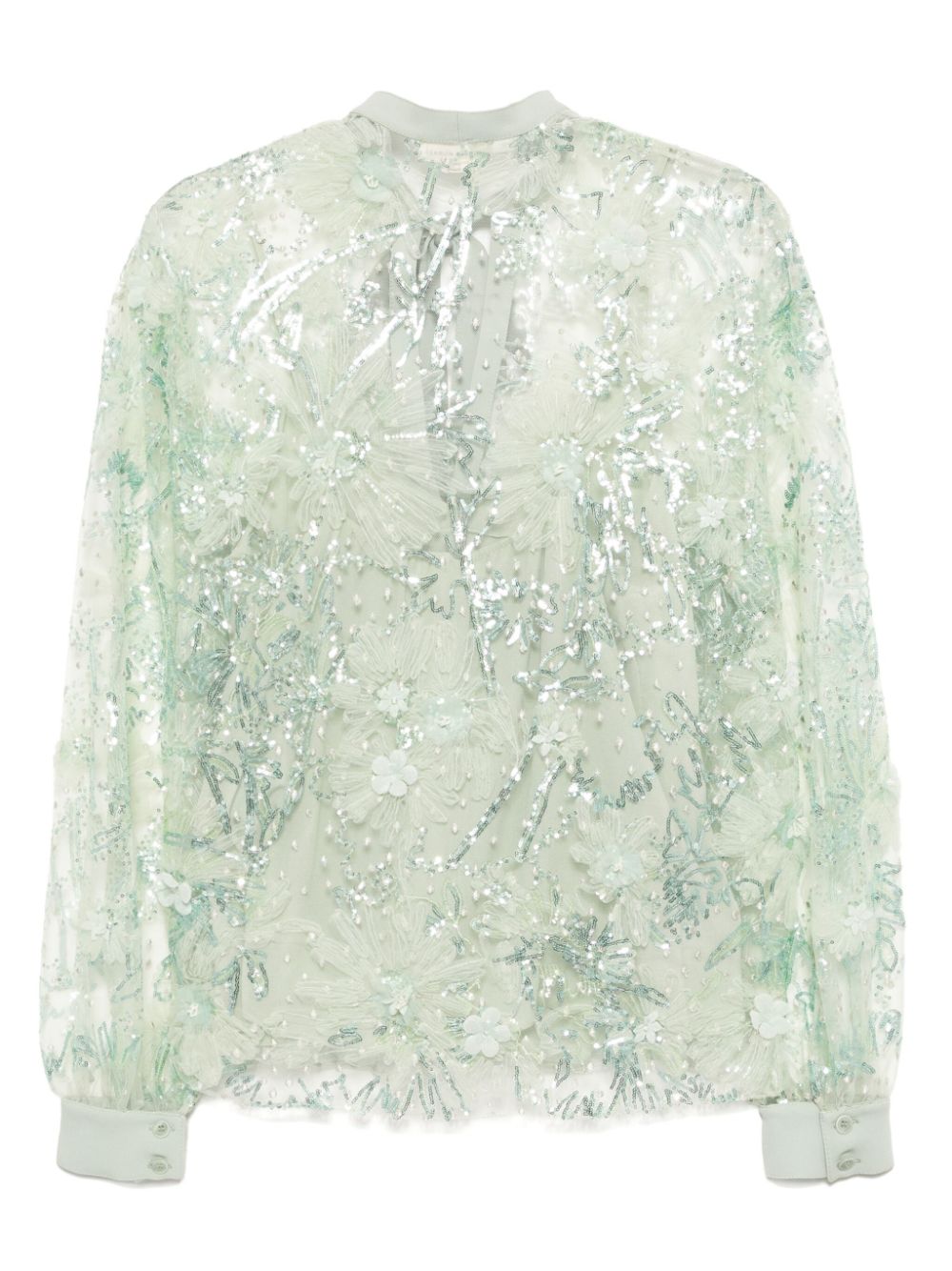 Zuhair Murad Blouse verfraaid met 3D-bloemen - Groen