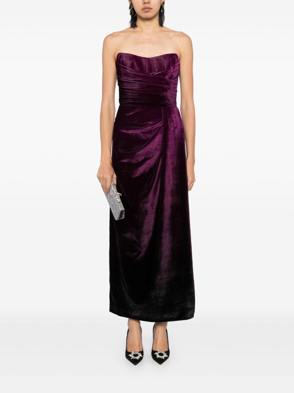 Elie Saab velvet midi dress - Paars