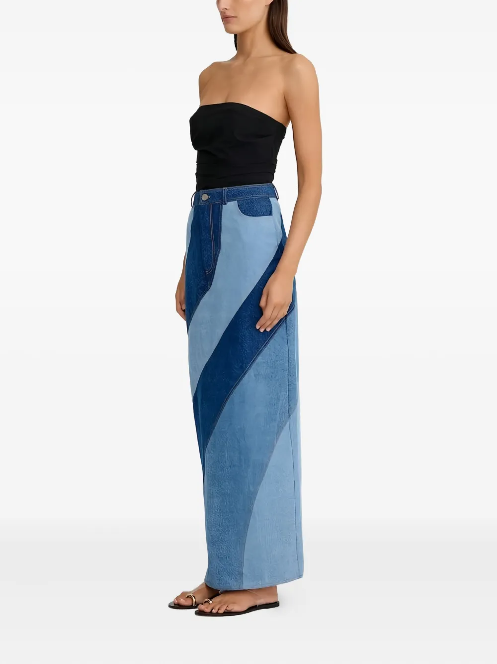 SIGNIFICANT OTHER diagonal-panel denim skirt - Blauw