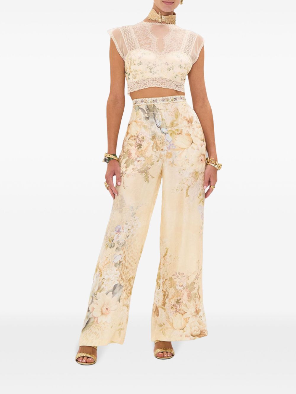 Camilla wide-leg trousers - Beige