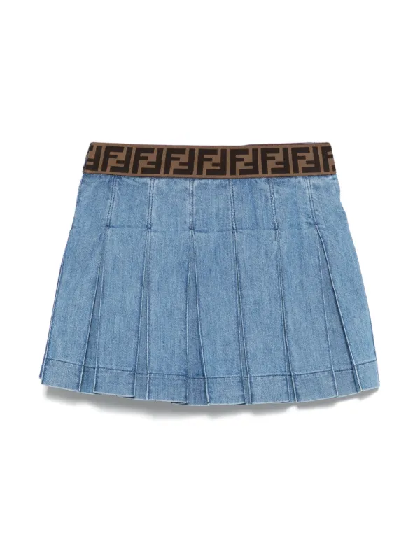 限定価格　2020SS FENDI フェンディ カーリグラフィ デニム スカート Fendi Kids モノグラム ミニスカート | ブルー | FARFETCH JP