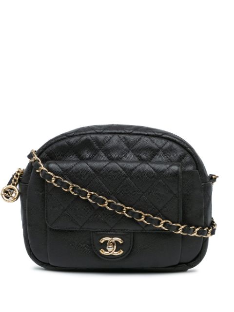 HOT SALE CHANEL 2019 Quilted Caviar CC Day Camera crossbody bag Women