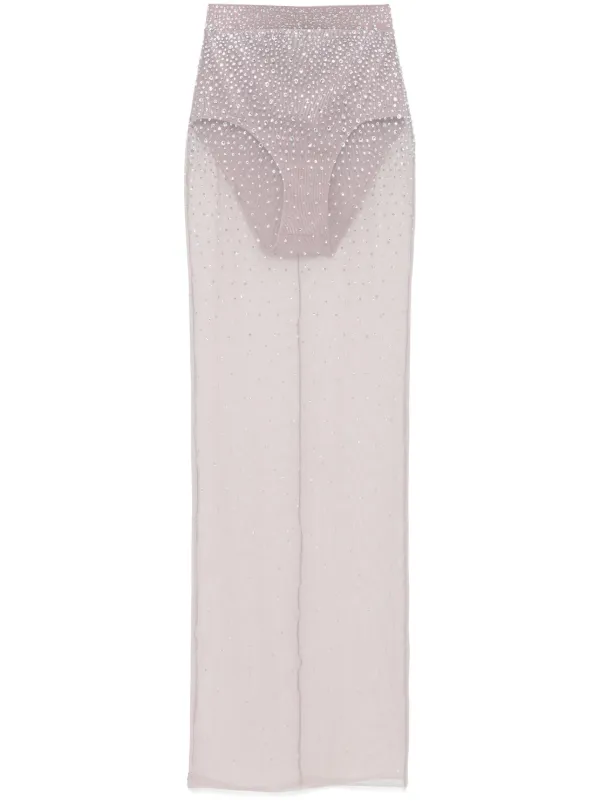 Alex Perry Crystal Mesh Maxi Skirt in Purple