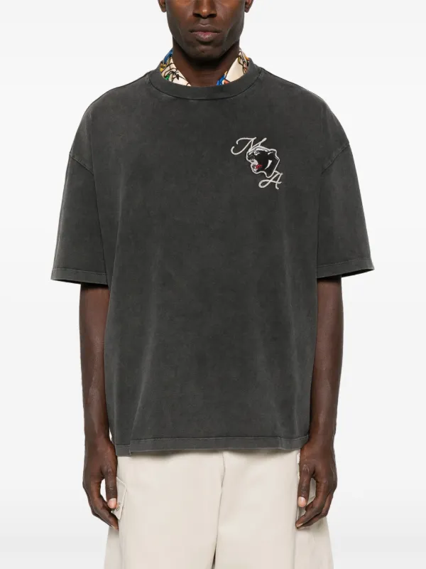 AMIRI logo-embroidered T-shirt | Grey | FARFETCH