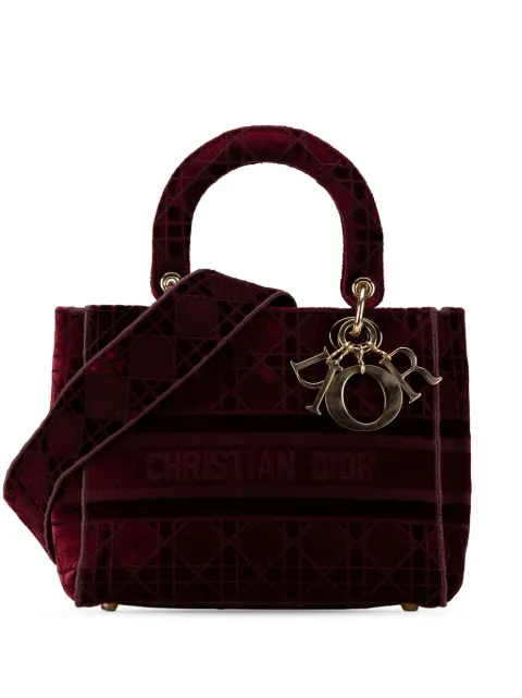 Christian Dior Pre-Owned 2020 Medium Velvet Cannage Lady D Lite satchel