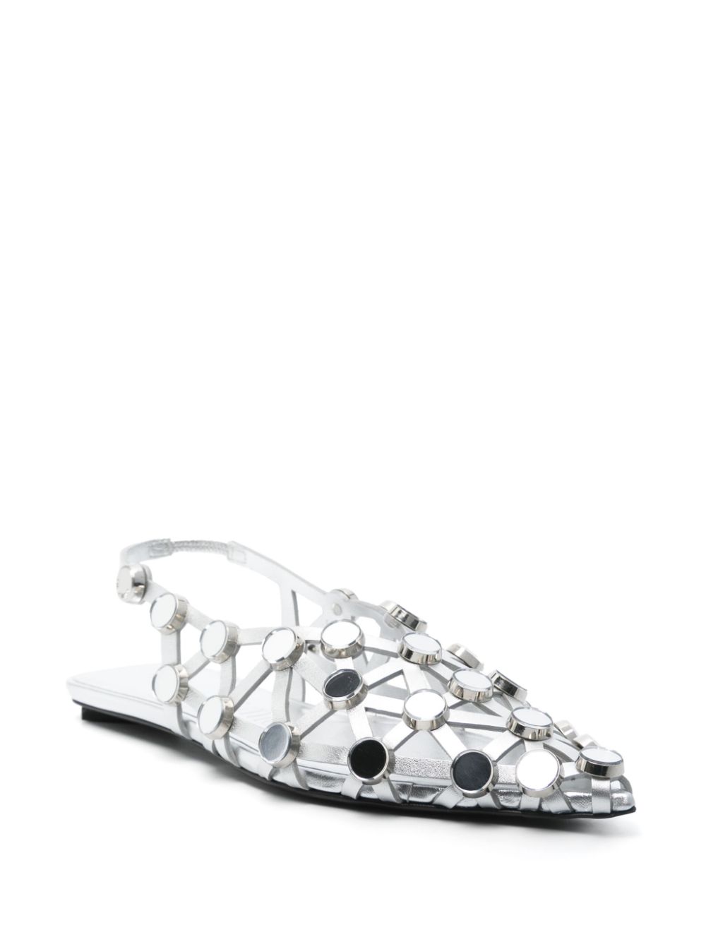 The Attico Grid ballerina's Zilver